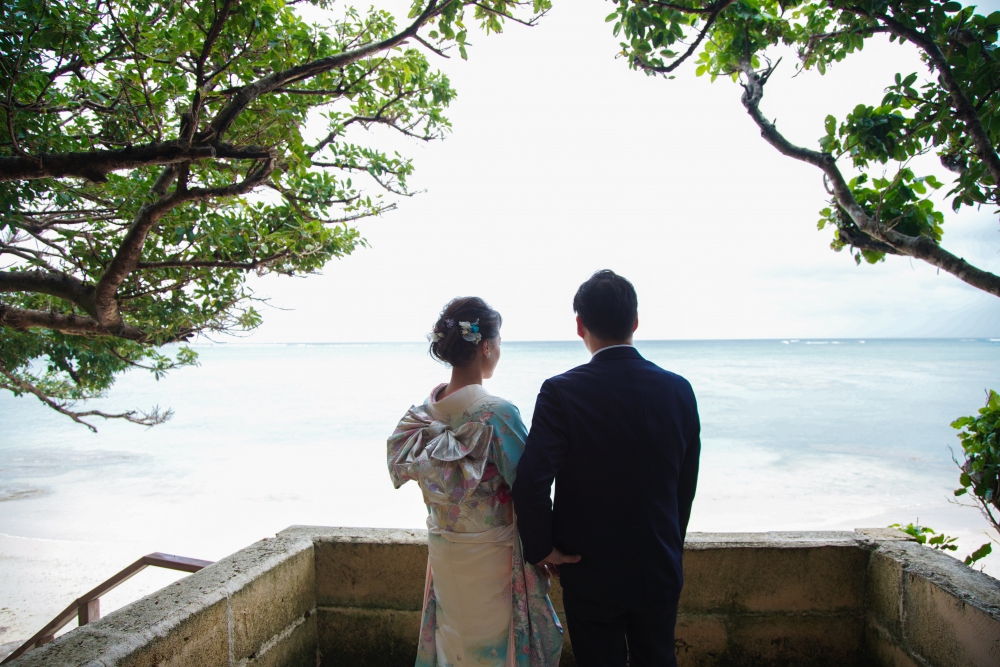 海辺での結納式